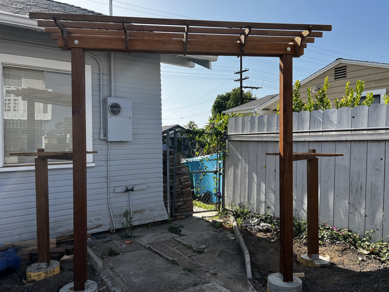 Exterior grape arbor wood structure