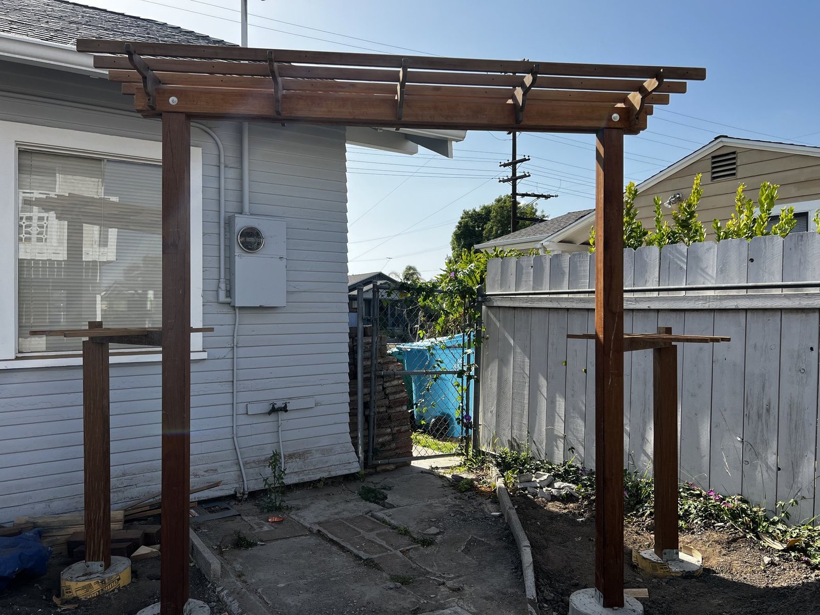 Exterior grape arbor wood structure